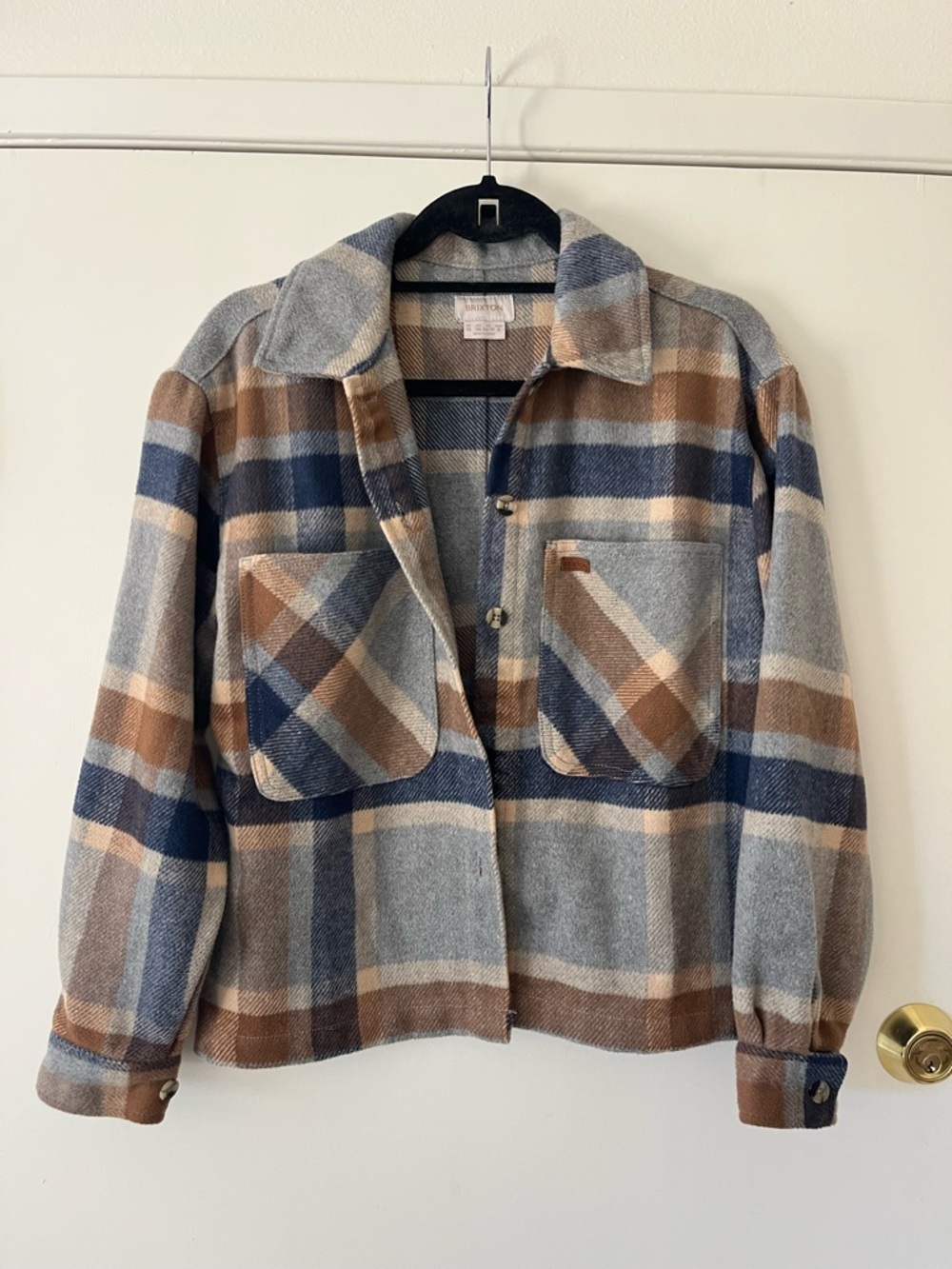 Brixton W’s XS Blue and Brown Plaid Button-Down Shacket